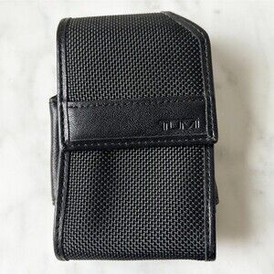 Vintage Tumi Flip Phone Case Black Leather/Nylon Magnetic Closure Belt Clip